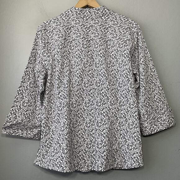 Croft & Barrow Button Up Shirt Plus Size 1X Black White Paisley Preppy Career - Picture 5 of 14